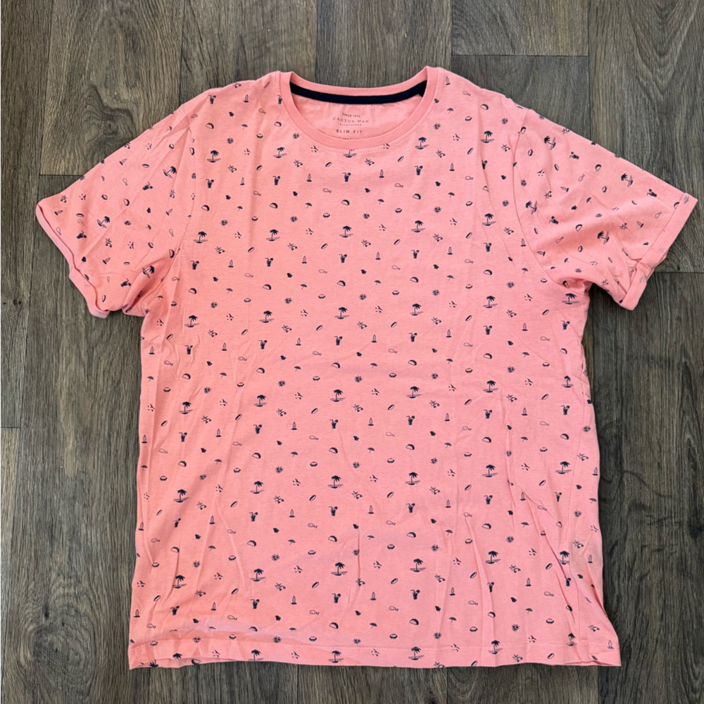 Cactus Man Peach Graphic Slim Fit Tee